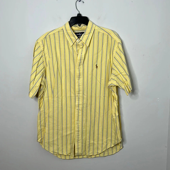 Ralph Lauren Classic Fit Yellow Striped Button Down Shirt - Picture 1 of 3